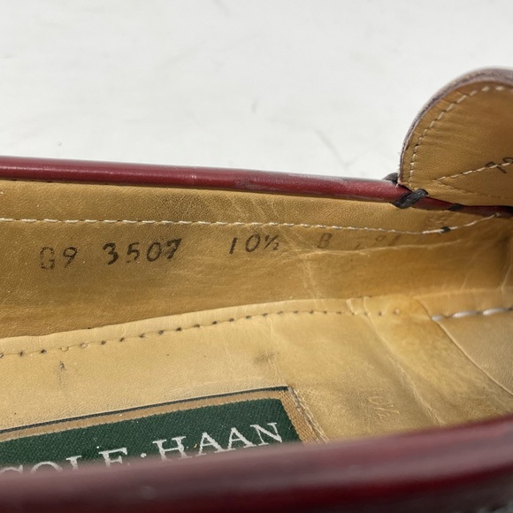 Cole Haan Burgundy Pinch Tassel Loafers Shoes 10.5 B - Picture 8 of 10